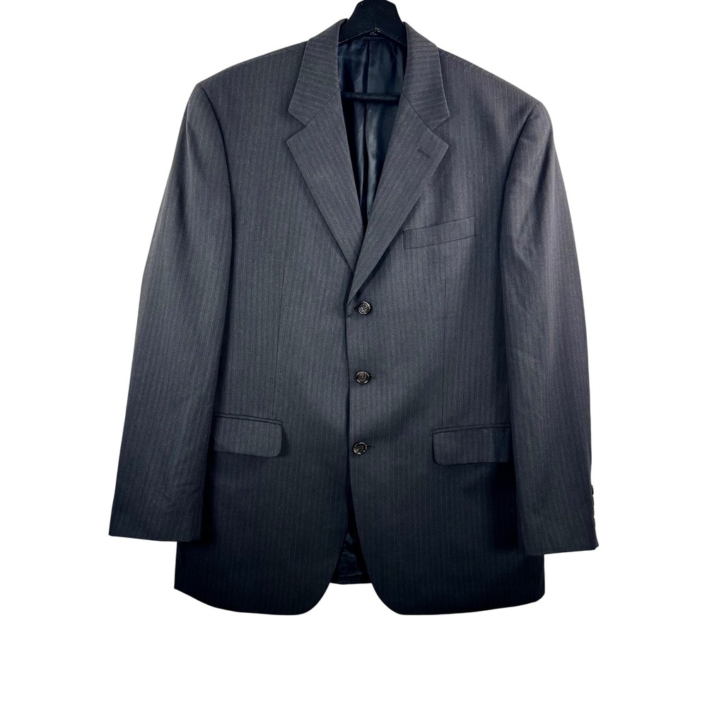 VTG Ralph Lauren Blazer Mens sz 42 charcoal Pinstripe Wool Sport Coat Jacket - Picture 1 of 9